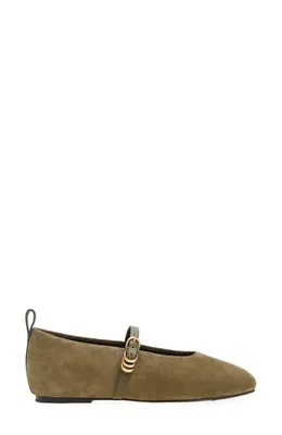 rag & bone rag & bone Spire Mary Jane Flat in Olive Suede — Women Autumn khaki Shoes