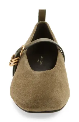 rag & bone rag & bone Spire Mary Jane Flat in Olive Suede — Women Autumn khaki Shoes