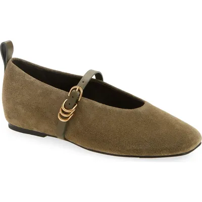rag & bone rag & bone Spire Mary Jane Flat in Olive Suede — Women Autumn khaki Shoes