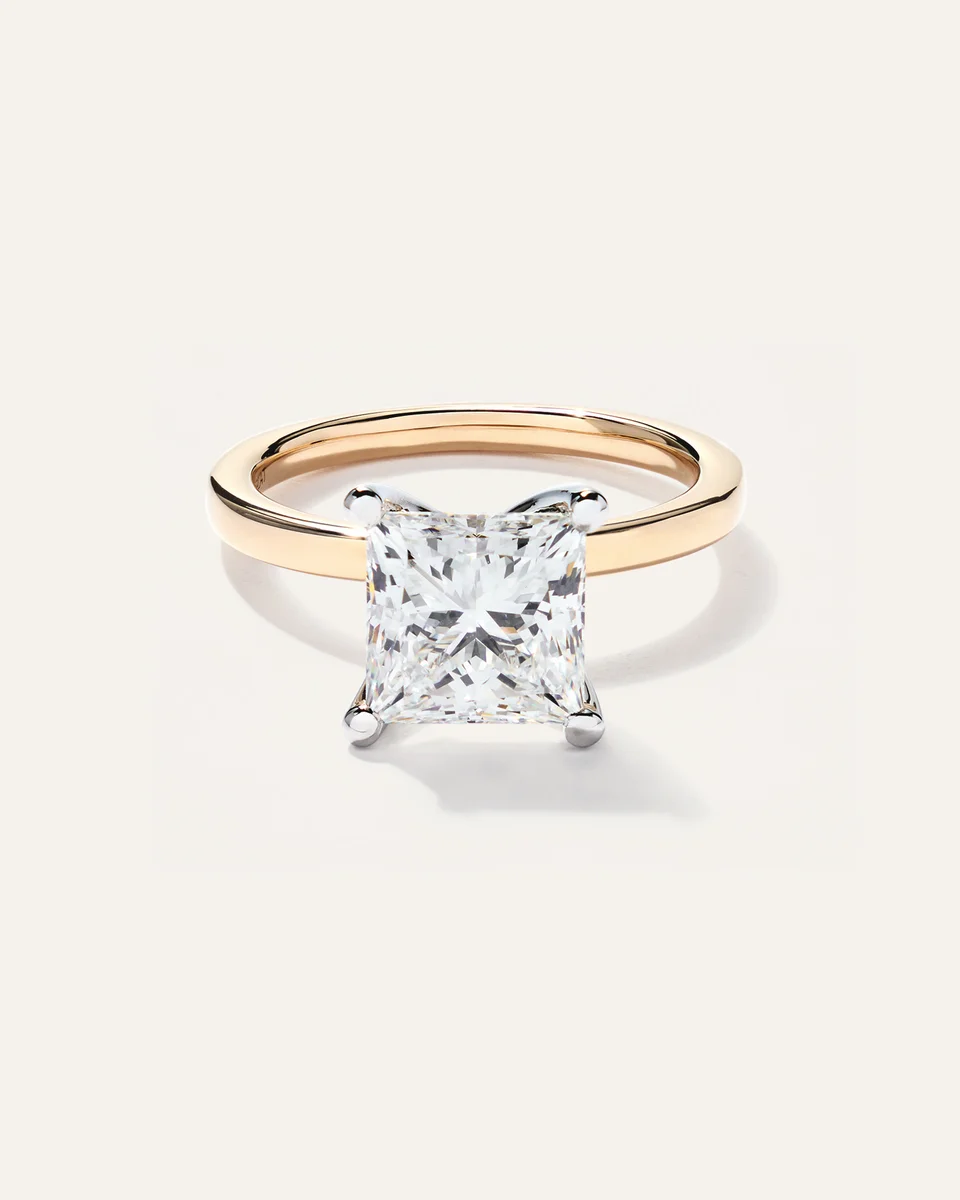 Quince Quince | Women's Lab Grown Diamond Princess Comfort Fit Engagement Ring 3ct in Yellow Gold — Women Spring gold Accessories