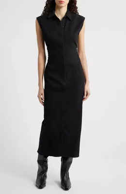rag & bone rag & bone Leah Airflex Midi Shirtdress in Black — Women Winter black Midi Dresses