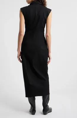 rag & bone rag & bone Leah Airflex Midi Shirtdress in Black — Women Winter black Midi Dresses
