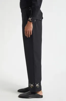 Bode Bode Pointer Side Buckle Cotton Trousers in Black — Men Winter black Pants