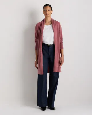 Quince Quince | Women's Mongolian Cashmere Duster Cardigan Sweater in Heather Shaded Rose Pink — Women Autumn pink Sweaters & Knits