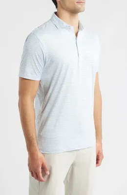 johnnie-O johnnie-O Seymour Stripe Featherweight Performance Polo in Kona — Men Summer silver Tops