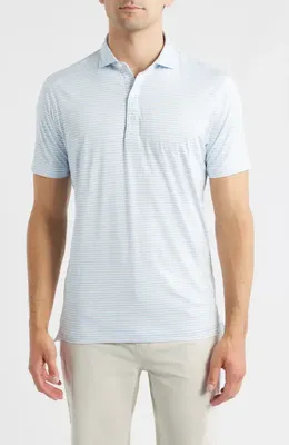 johnnie-O johnnie-O Seymour Stripe Featherweight Performance Polo in Kona — Men Summer silver Tops