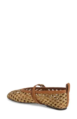 rag & bone rag & bone Spire Woven Mary Jane Flat in Gold Woven — Women Spring camel Shoes