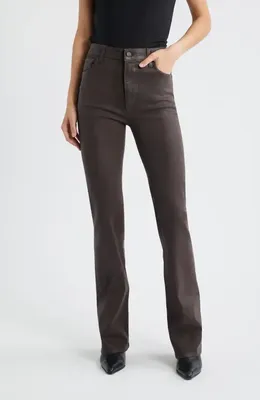 FRAME FRAME The Reboot Coated High Waist Bootcut Jeans in Truffle Coated — Women Autumn black Pants