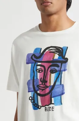 Bode Bode Chapeau Graphic T-Shirt in Cream — Men Spring white Tops