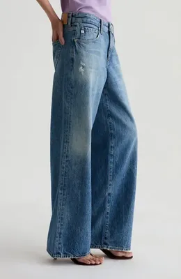 AG AG Adria Low Rise Wide Leg Jeans in Reserva — Women Summer blue Pants