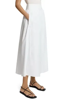 Theory Theory Cotton Blend A-Line Midi Skirt in White — Women Winter white Skirts