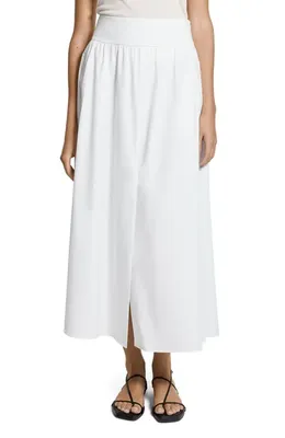 Theory Theory Cotton Blend A-Line Midi Skirt in White — Women Winter white Skirts