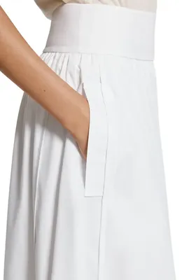 Theory Theory Cotton Blend A-Line Midi Skirt in White — Women Winter white Skirts