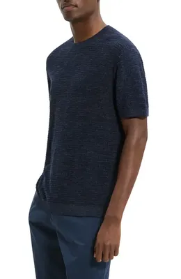 Theory Theory Kolben Pacific Short Sleeve Textured Knit Sweater in New Baltic — Men Winter navy Sweaters & Knits