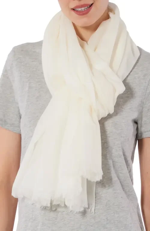 Vince Vince Lightweight Cashmere Scarf in Optic White — Women Spring ivory Accessories
