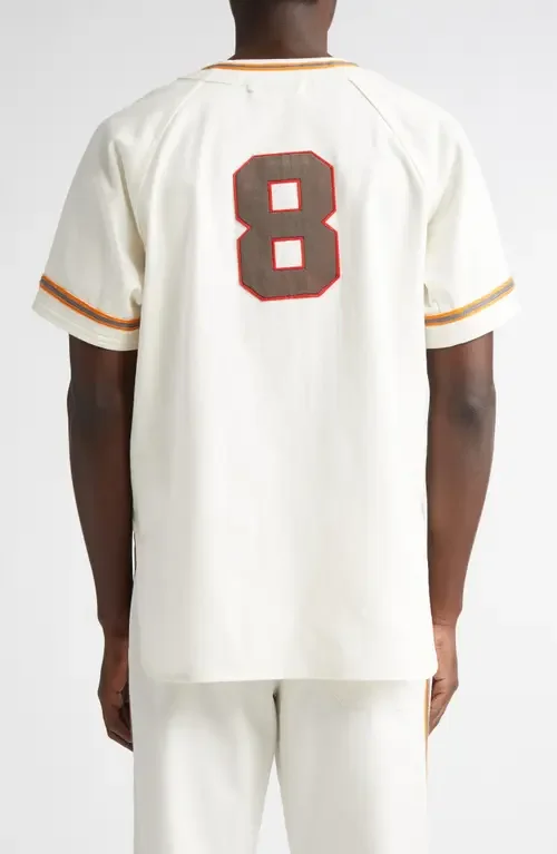 Bode Bode Baseball Button-Up Shirt in White Multi — Men Spring white Tops