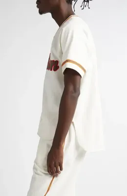 Bode Bode Baseball Button-Up Shirt in White Multi — Men Spring white Tops