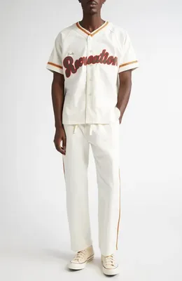 Bode Bode Baseball Button-Up Shirt in White Multi — Men Spring white Tops