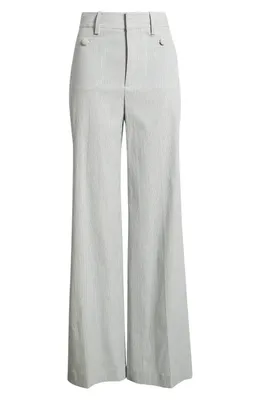 FRAME FRAME The Modernist Stripe Button Pocket High Waist Wide Leg Pants in Navy Multi — Women Winter navy Pants