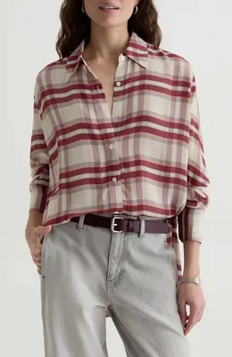 AG AG Sawtelle Button-Up Shirt in Desert Plaid Grey Multi — Women Autumn chocolate Outerwear