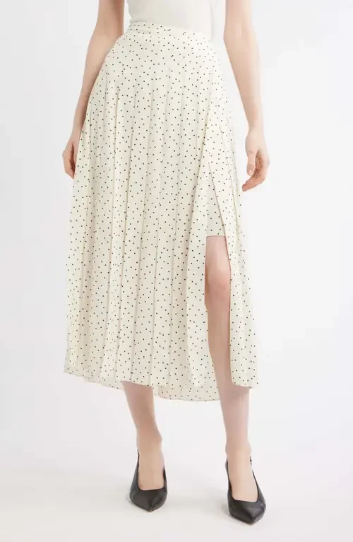 Theory Theory Pleated Dot Print Skirt in Ivory Multi - Chk — Women Spring white Skirts