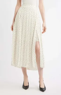 Theory Theory Pleated Dot Print Skirt in Ivory Multi - Chk — Women Spring white Skirts