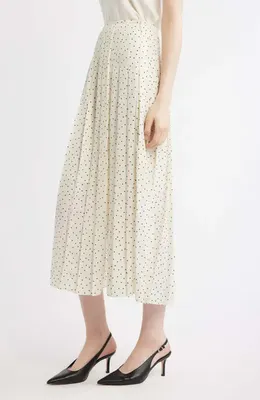 Theory Theory Pleated Dot Print Skirt in Ivory Multi - Chk — Women Spring white Skirts