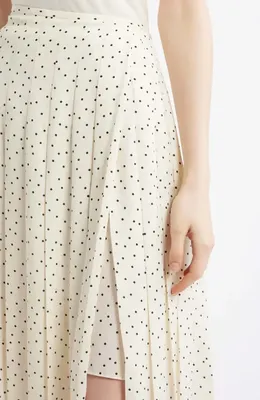 Theory Theory Pleated Dot Print Skirt in Ivory Multi - Chk — Women Spring white Skirts