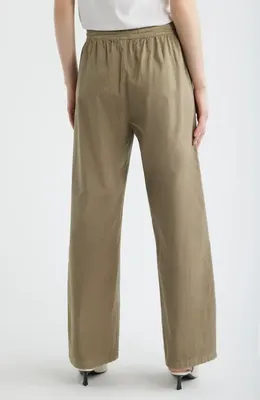FRAME FRAME The Gallery Drawstring Waist Cotton Utility Pants in Army — Women Autumn khaki Pants