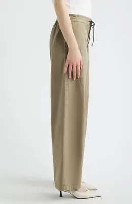 FRAME FRAME The Gallery Drawstring Waist Cotton Utility Pants in Army — Women Autumn khaki Pants