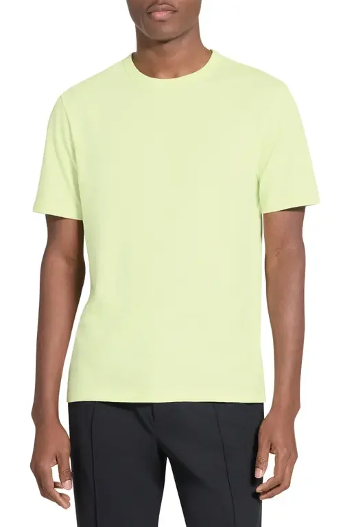 Theory Theory Essential in Cosmos Slub Cotton Tee in Faded Lime — Men Spring khaki Tops