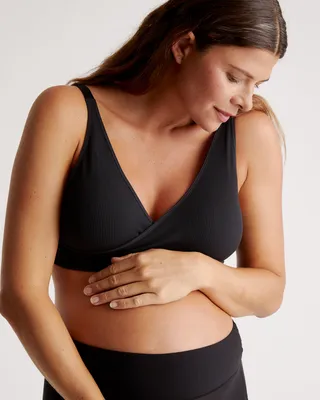 Quince Quince | Women's Seamless Crossover Nursing & Lounge Bra in Black — Women Winter black Bras