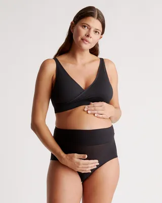 Quince Quince | Women's Seamless Crossover Nursing & Lounge Bra in Black — Women Winter black Bras