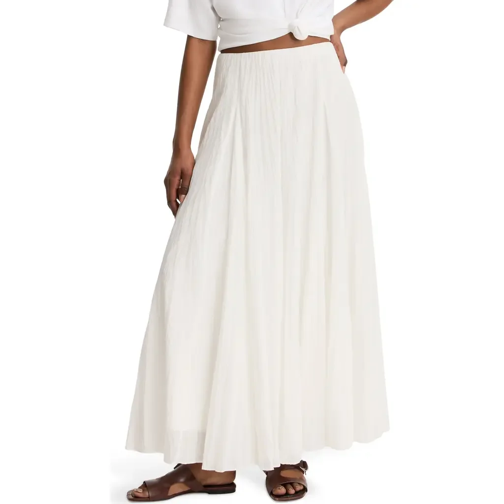 Vince Vince Crinkled Maxi Skirt in Off White — Women Winter white Skirts