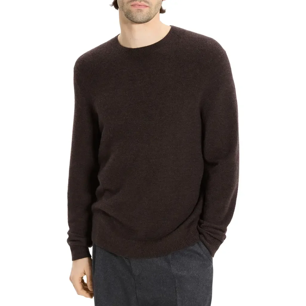 Theory Theory Cyr Cashmere Crewneck Sweater in Brownwood Melange — Men Autumn brown Tops
