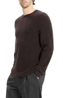 Theory Theory Cyr Cashmere Crewneck Sweater in Brownwood Melange — Men Autumn brown Tops