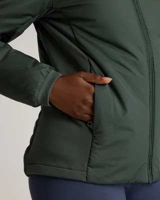 Quince Quince | Women's Hybrid Insulated Lightweight Hooded Jacket in Verdant Pine — Women Summer teal Insulated Jackets