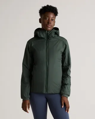 Quince Quince | Women's Hybrid Insulated Lightweight Hooded Jacket in Verdant Pine — Women Summer teal Insulated Jackets