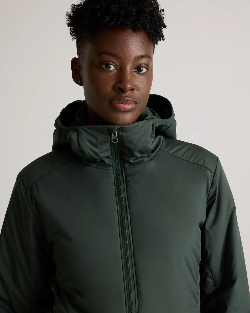 Quince Quince | Women's Hybrid Insulated Lightweight Hooded Jacket in Verdant Pine — Women Summer teal Insulated Jackets