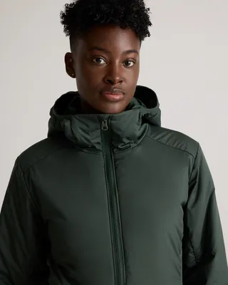 Quince Quince | Women's Hybrid Insulated Lightweight Hooded Jacket in Verdant Pine — Women Summer teal Insulated Jackets