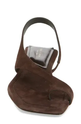 rag & bone rag & bone Liv Flat Sandal in Dark Chocolate Suede — Women Autumn chocolate Shoes