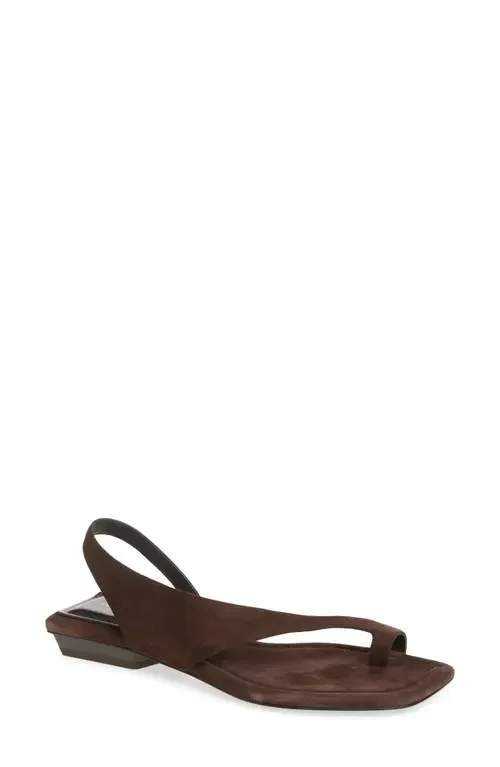 rag & bone rag & bone Liv Flat Sandal in Dark Chocolate Suede — Women Autumn chocolate Shoes