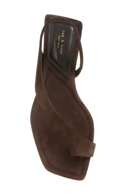 rag & bone rag & bone Liv Flat Sandal in Dark Chocolate Suede — Women Autumn chocolate Shoes