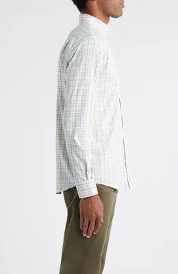 johnnie-O johnnie-O Maarten Plaid Performance Button-Up Shirt in Moss — Men Spring silver Tops