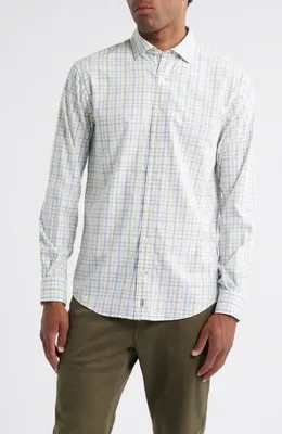johnnie-O johnnie-O Maarten Plaid Performance Button-Up Shirt in Moss — Men Spring silver Tops