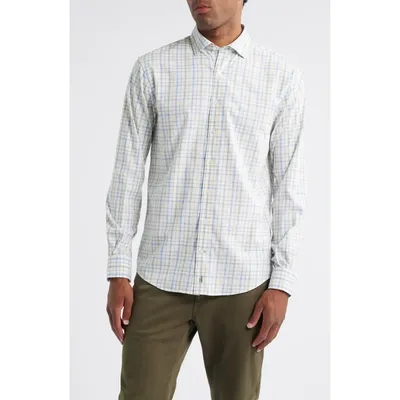 johnnie-O johnnie-O Maarten Plaid Performance Button-Up Shirt in Moss — Men Spring silver Tops
