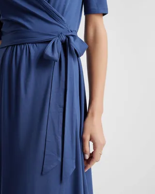 Quince Quince | Women's Tencel Jersey Midi Wrap Dress in Navy — Women Winter navy Midi Dresses