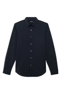 Theory Theory Sylvain ND Structure Knit Button-Up Shirt in Eclipse — Men Winter navy Tops