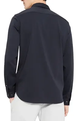 Theory Theory Sylvain ND Structure Knit Button-Up Shirt in Eclipse — Men Winter navy Tops