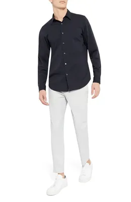 Theory Theory Sylvain ND Structure Knit Button-Up Shirt in Eclipse — Men Winter navy Tops
